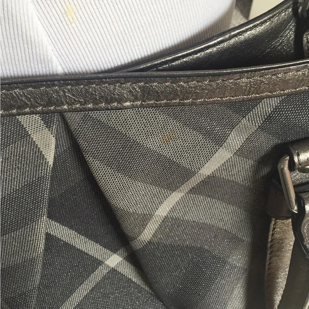 Authentic BURBERRY Gray Shimmer Check “Pilgrim” Satchel Crossbody - EUC